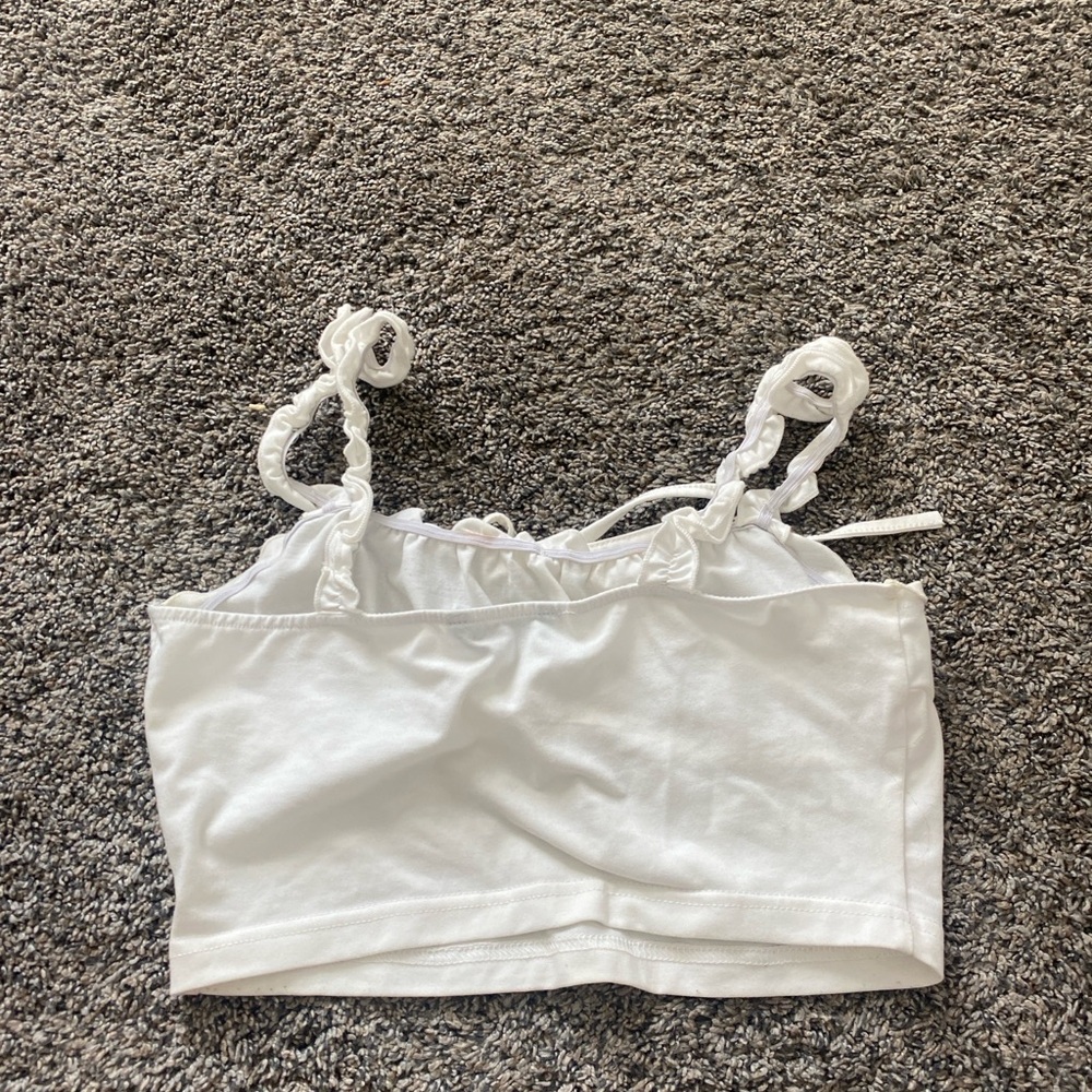 White Cropped Tank Top with Knotted Straps